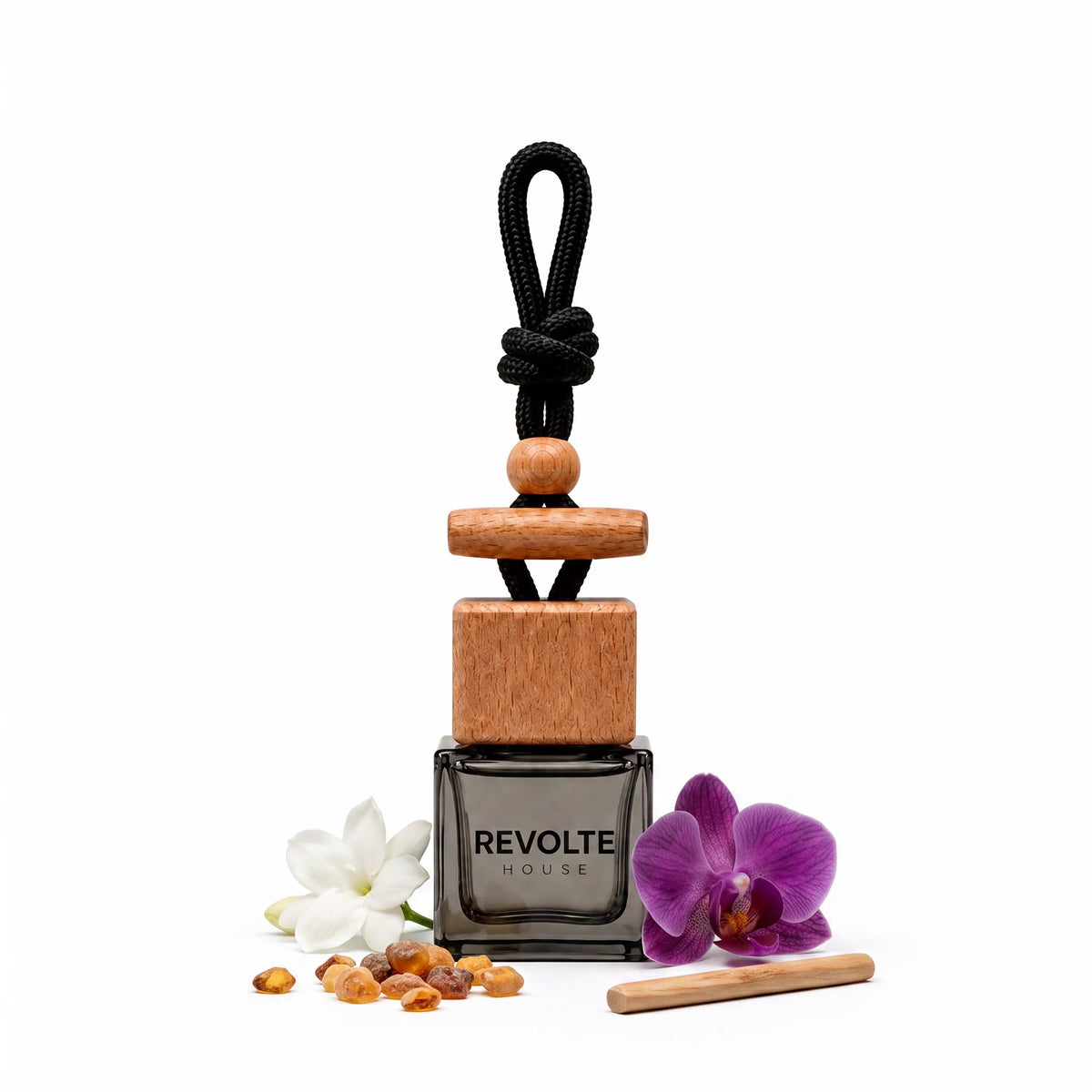 Alian autoparfum hanger met jasmijn, amber, kasjmierhout en witte houtnoten