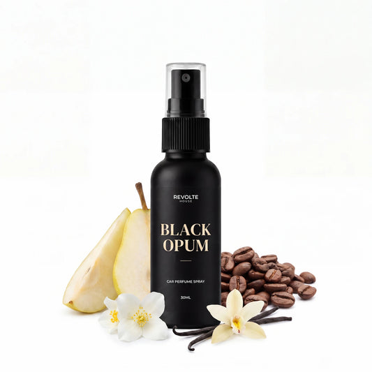 Black Opum autoparfum spray 30 ml met peer, koffie, witte bloemen en vanille
