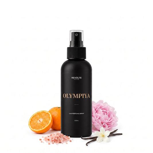 Olympiya autoparfum spray 100 ml met vanille, mandarijn, jasmijn en een zilt akkoord