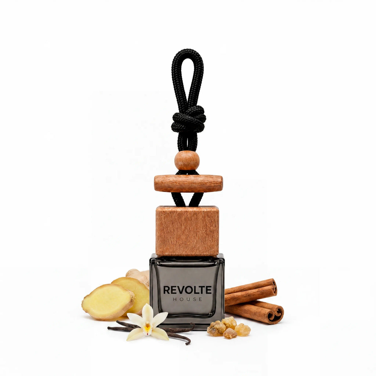 Pure autoparfum hanger met gember, kaneel, vanille en mirre